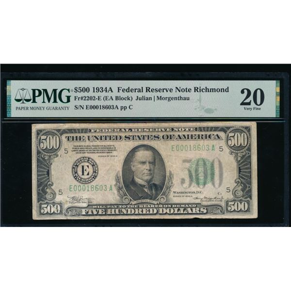 1934A $500 Richmond FRN PMG 20