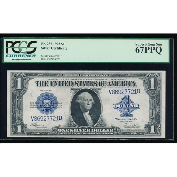 1923 $1 Silver Certificate PCGS 67PPQ