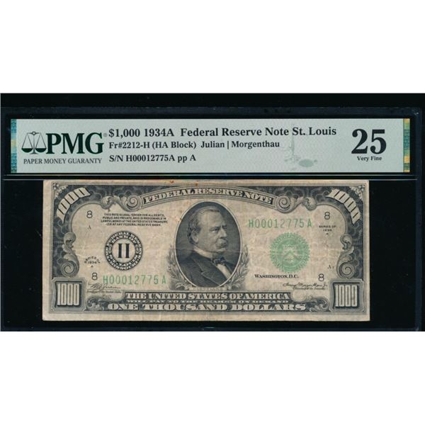 1934A $1000 St Louis FRN PMG 25