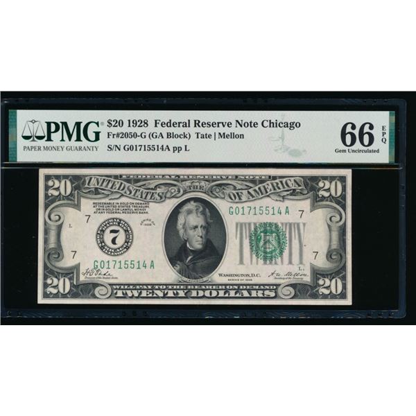 1928 $20 Chicago FRN PMG 66EPQ