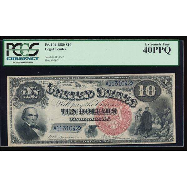 1880 $10 Jackass Legal Tender Note PCGS 40PPQ