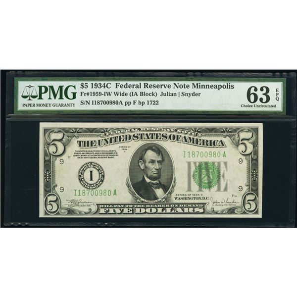 1934C $5 Minneapolis FRN PMG 63EPQ