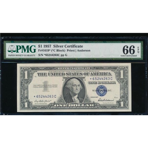 1957 $1 STAR Silver Certificate PMG 66EPQ