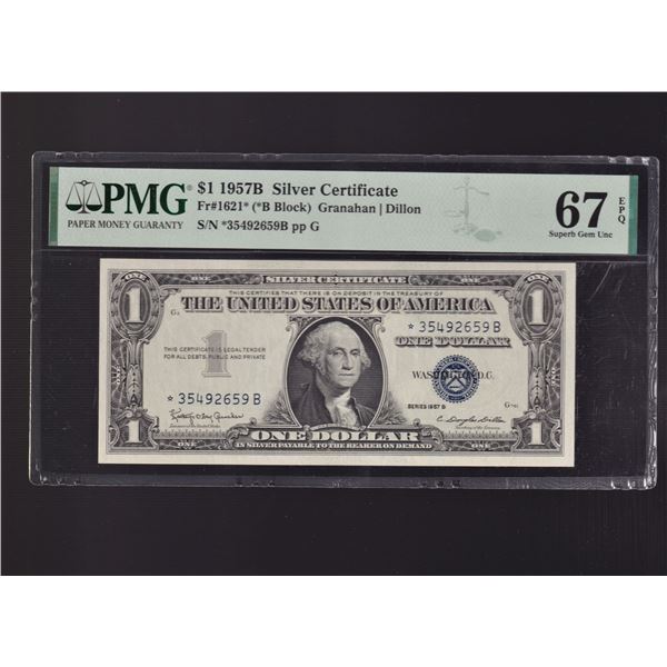1957B $1 STAR Silver Certificate PMG 67EPQ