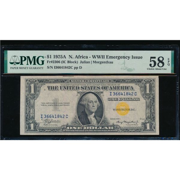 1935A $1 N Africa Silver Certificate PMG 58EPQ