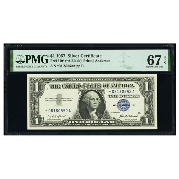 1957 $1 STAR Silver Certificate PMG 67EPQ