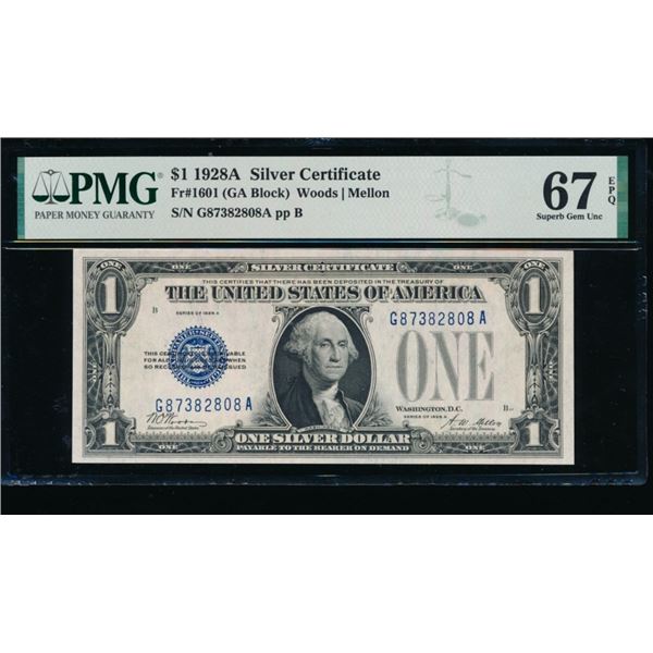 1928A $1 Silver Certificate PMG 67EPQ