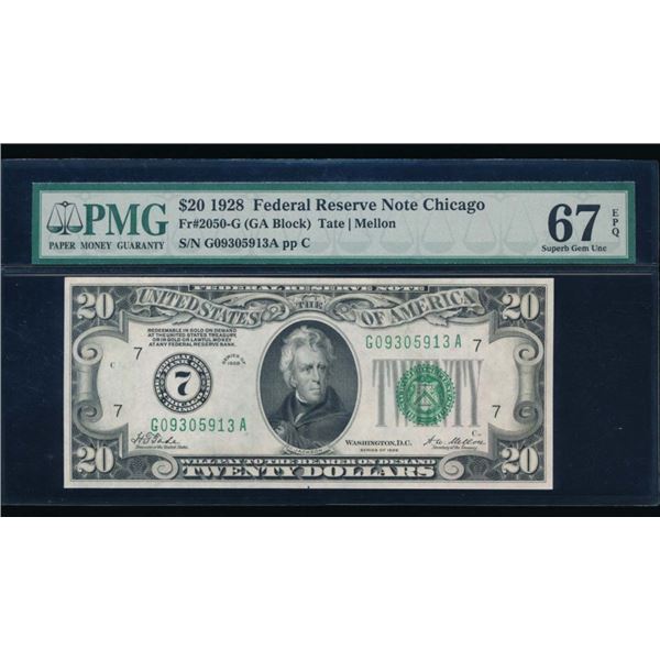 1928 $20 Chicago FRN PMG 67EPQ