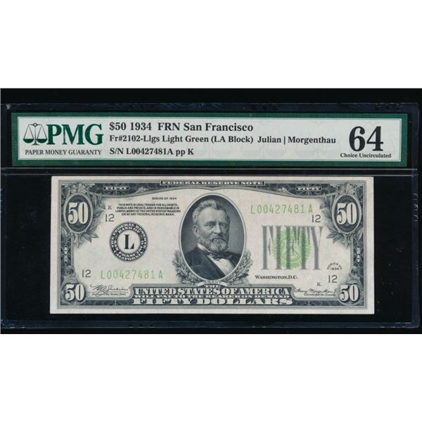 1934 $50 San Francisco FRN PMG 64