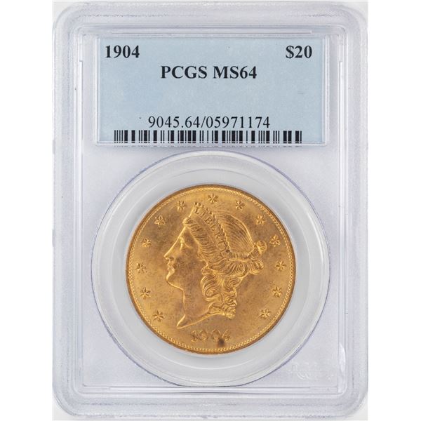 1904 $20 Liberty Head Double Eagle Gold Coin PCGS MS64