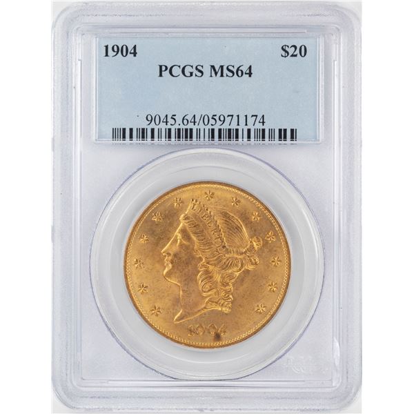 1904 $20 Liberty Head Double Eagle Gold Coin PCGS MS64