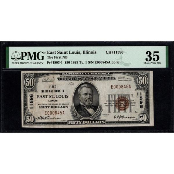 1929 $50 East St Louis IL National PMG 35