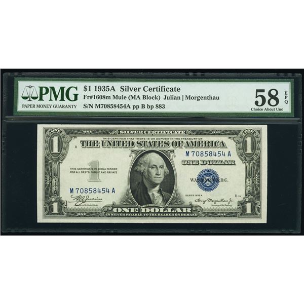 1935A $1 Mule Silver Certificate PMG 58EPQ