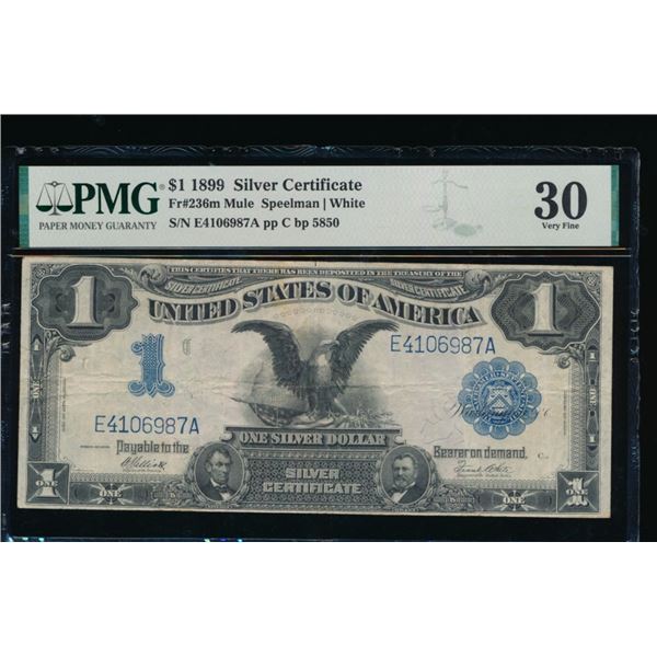 1899 $1 Black Eagle Mule Silver Cert PMG 30