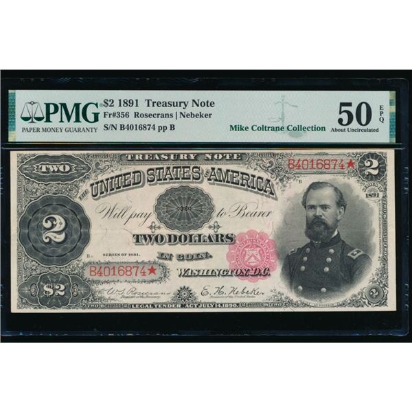 1891 $2 Treasury Note PMG 50EPQ