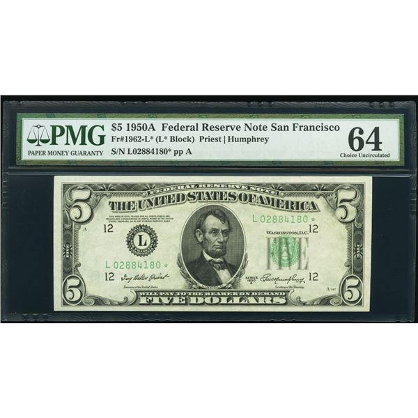 1950A $5 STAR San Francisco FRN PMG 64