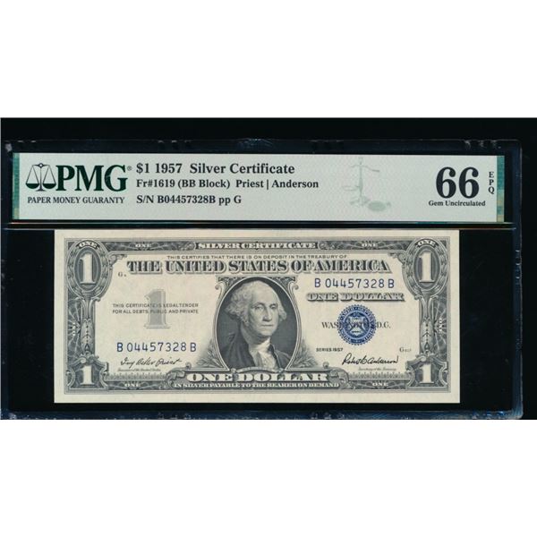 1957 $1 Silver Certificate PMG 66EPQ