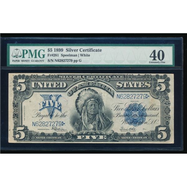 1899 $5 Chief Silver Certificate PMG 40