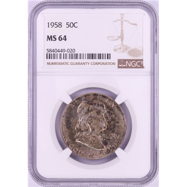1958 Franklin Half Dollar Coin NGC MS64