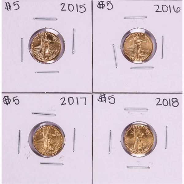 Lot of 2015-2018 $5 American Gold Eagle Coins