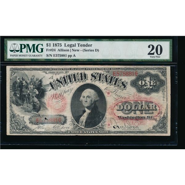 1875 $1 Legal Tender Note PMG 20