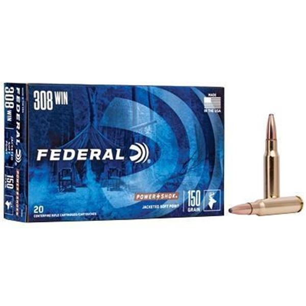 FED PWRSHK 308WN 150GR SP - 20 Rds