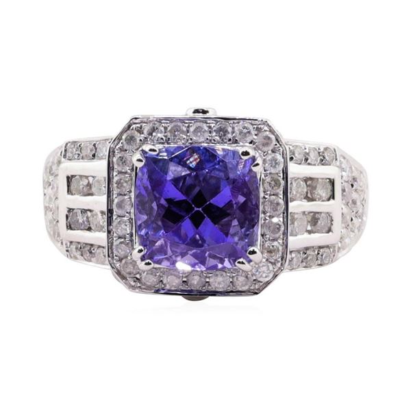 2.90 ctw Tanzanite and Diamond Ring - 14KT White Gold