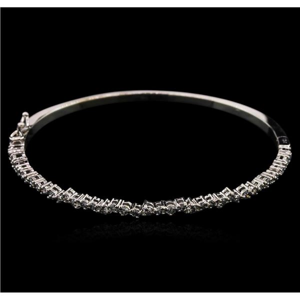 1.00 ctw Diamond Bangle Bracelet - 14KT White Gold