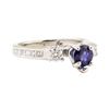 Image 1 : 1.23 ctw Blue Sapphire and Diamond Ring - 14KT White Gold