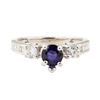 Image 2 : 1.23 ctw Blue Sapphire and Diamond Ring - 14KT White Gold