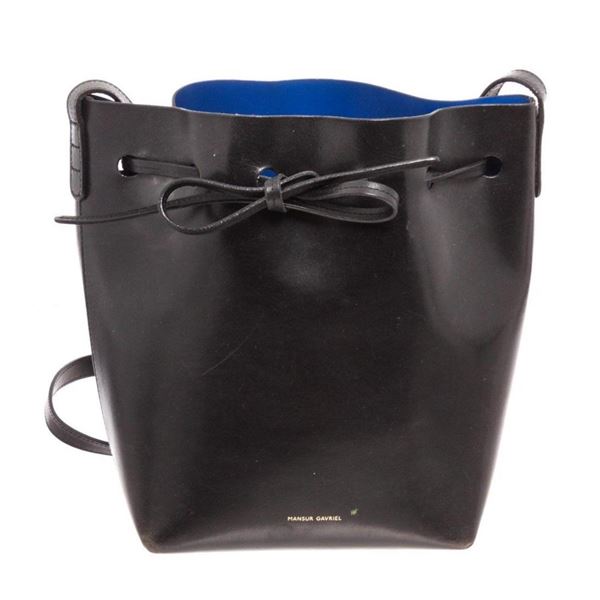 Mansur Black Leather Gavrial Bucket Bag