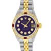 Image 2 : Rolex Ladies 2 Tone YG/SS Purple Diamond & Ruby Oyster Perpetaul Datejust Wristw