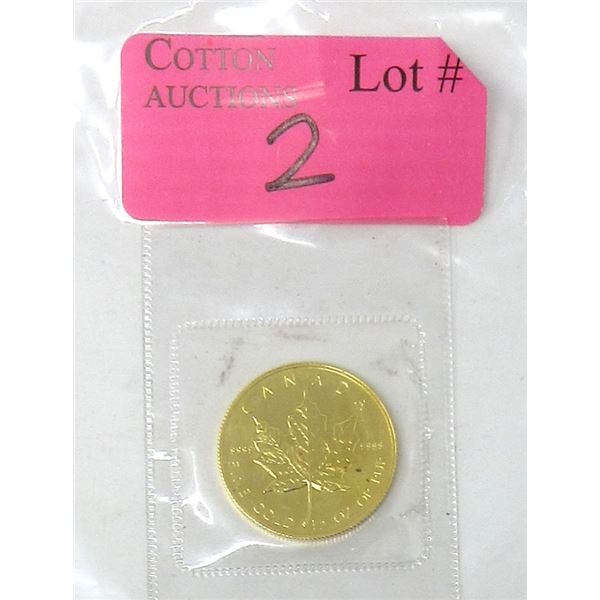 1/2 Oz .9999 Fine Gold 1987 Maple Leaf Coin