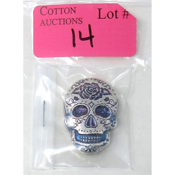 2 Oz. .999 Silver 3D Colourized Skull Bar