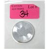 Image 1 : 1 Oz .9999 Fine Silver 2018 Canada Maple Leaf Coin