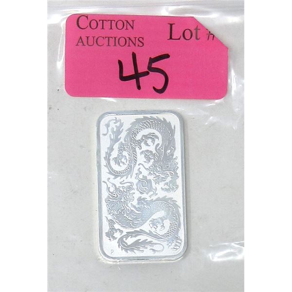 1 Oz .9999 Silver 2020 Double Dragon Bar