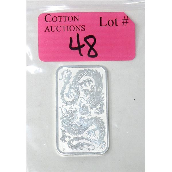 1 Oz .9999 Silver 2020 Double Dragon Bar