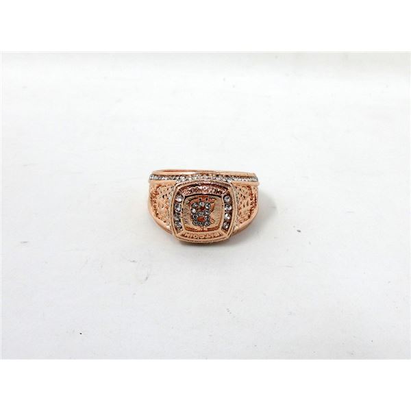 New Crystal Set Bit Coin Design Ring - Size 11