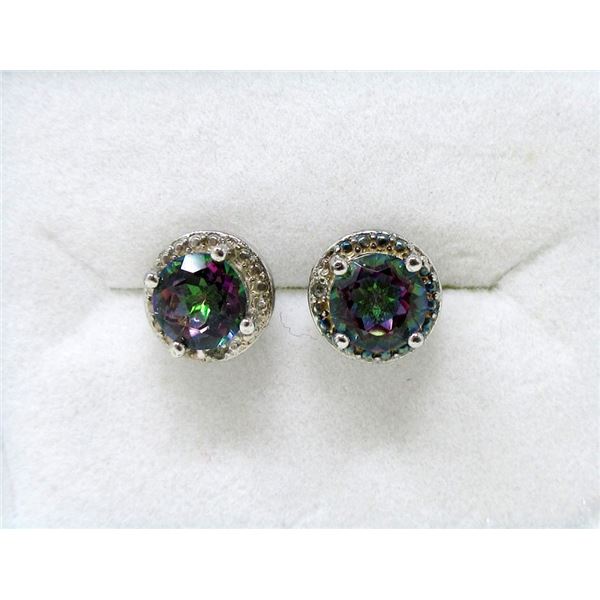 New Sterling Silver Mystic Topaz Stud Earrings