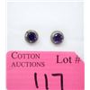 Image 1 : Sterling Silver Amethyst & Diamond Earrings