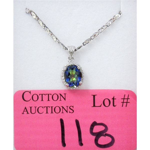 Mystic Topaz & Diamond Sterling Silver Pendant