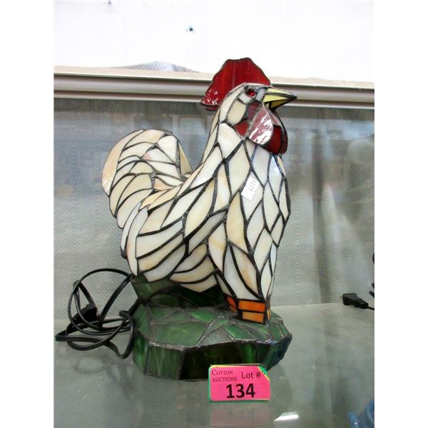 Stained Glass Rooster Lamp - 15" tall x 12" wide