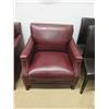 Image 1 : Burgundy Leather Arm Chair with Nail Head Detail
