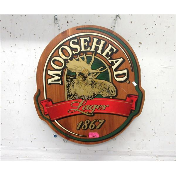 Wood Moosehead Beer Sign - Double Sided