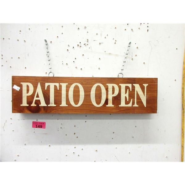 Wood "Patio Open" Sign - Double Sided