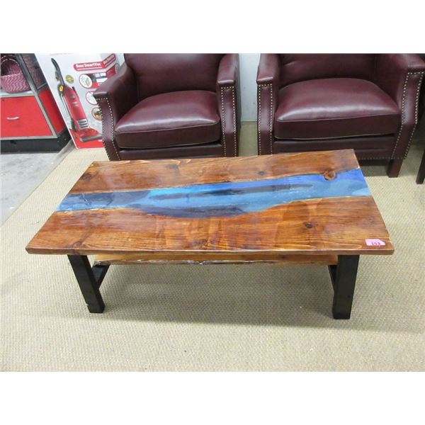 Hand Crafted Coffee Table with Acrylic Pour