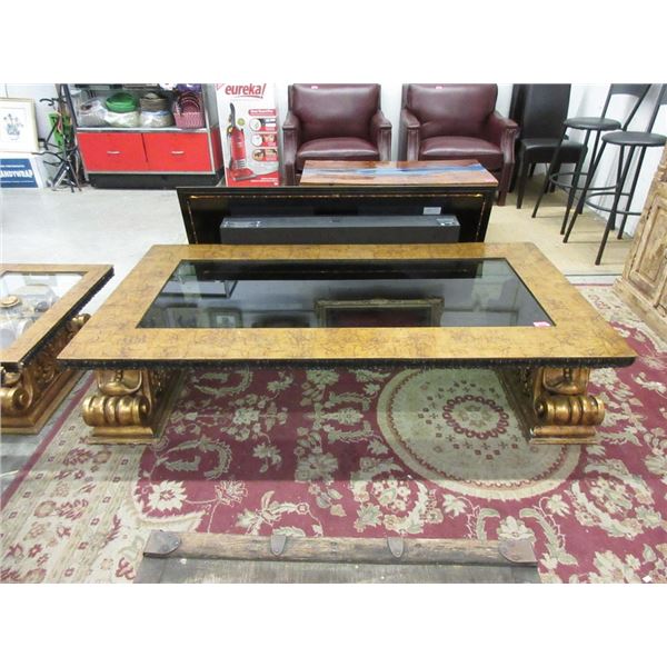Ornate Glass Topped Coffee Table