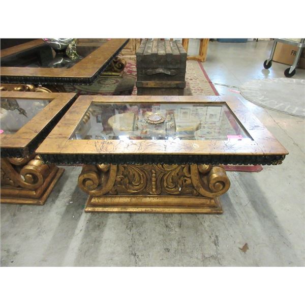 Ornate Glass Topped End Table