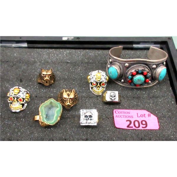 Vintage Cuff Bracelet & 7 New Rings