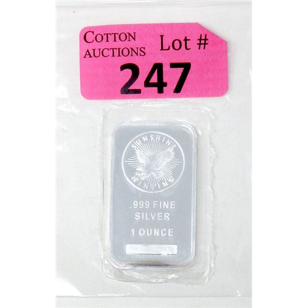 1 Oz. Sunshine Minting .999 Silver Bar